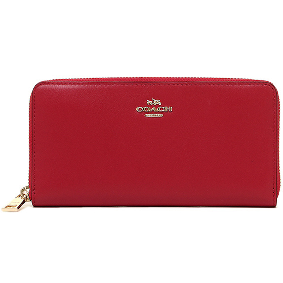 Coach Smooth Leather Zip Accordion Wallet Classic Red # F54049
